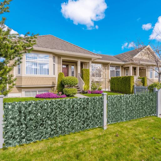 Outsunny Vedação Artificial em Rolo 2,4x1 m Vedação de Privacidade para Balcão Jardim Exterior Planta Decorativa de Parede PE Verde