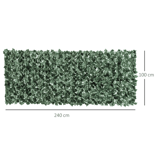 Outsunny Vedação Artificial em Rolo 2,4x1 m Vedação de Privacidade para Balcão Jardim Exterior Planta Decorativa de Parede PE Verde