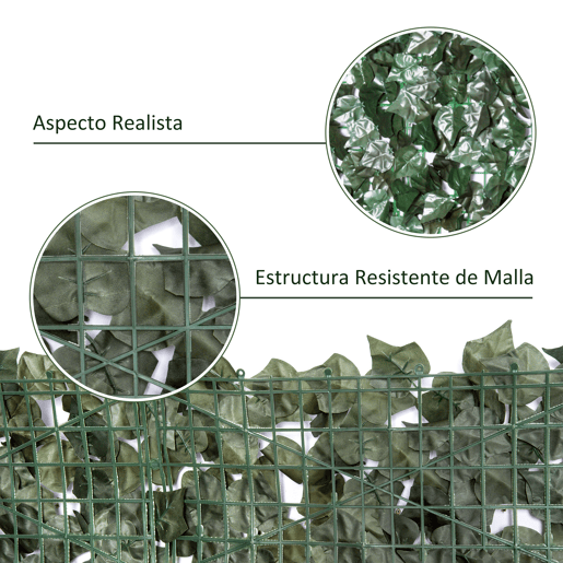 Outsunny Vedação Artificial em Rolo 2,4x1 m Vedação de Privacidade para Balcão Jardim Exterior Planta Decorativa de Parede PE Verde