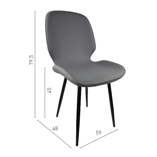 Cadeira AMBERES Cinza - Design Escandinavo, Ergonômica e Moderna, Estofado Suave, Pés Metálicos, Resistente e Elegante