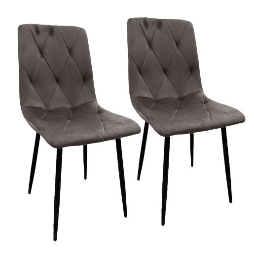 Cadeira BERNA Cinza - Design Moderno, Estofado em Veludo, Encosto Ergonômico, Pés Metálicos, Elegante e Confortável