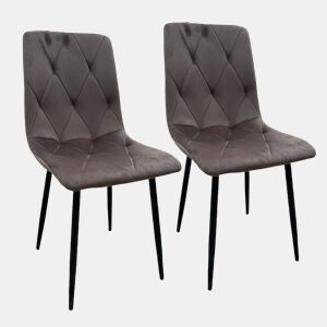 Cadeira BERNA Cinza - Design Moderno, Estofado em Veludo, Encosto Ergonômico, Pés Metálicos, Elegante e Confortável