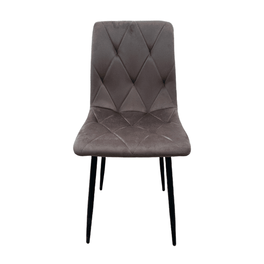 Cadeira BERNA Cinza - Design Moderno, Estofado em Veludo, Encosto Ergonômico, Pés Metálicos, Elegante e Confortável