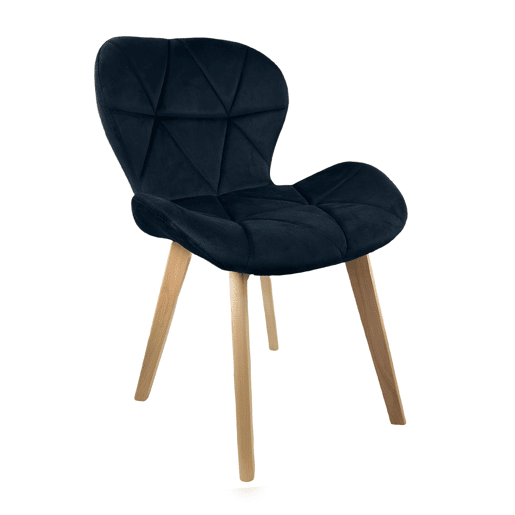 Cadeira Oslo Preta de Estilo Escandinavo com Estrutura de Madeira de Freixo, Assento de Veludo Suave e Encosto Ergonômico, Ideal para Interiores Modernos