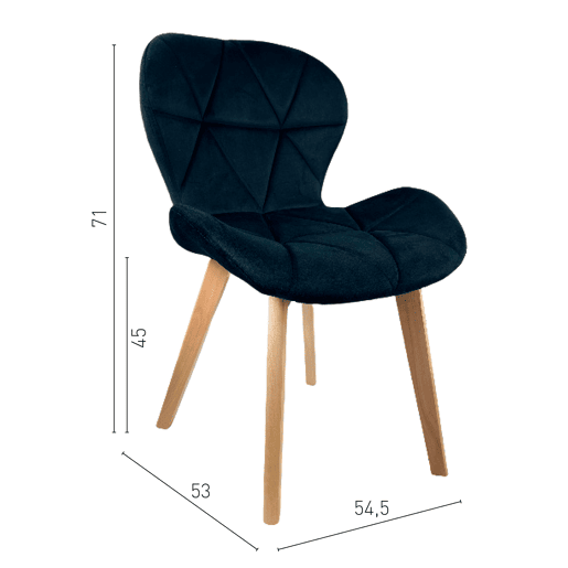 Cadeira Oslo Preta de Estilo Escandinavo com Estrutura de Madeira de Freixo, Assento de Veludo Suave e Encosto Ergonômico, Ideal para Interiores Modernos