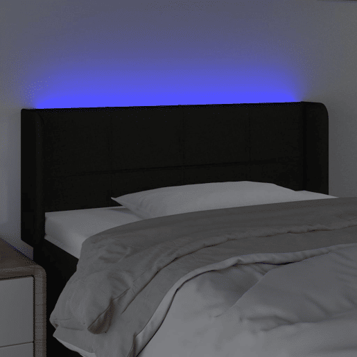 vidaXL Cabeceira de cama c luzes LED tecido 103x16x7888 cm preto