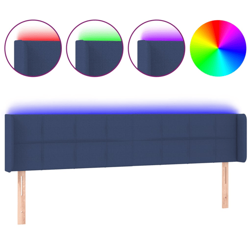 vidaXL Cabeceira de cama c luzes LED tecido 163x16x7888 cm azul vidaXL Cabeceira de cama c luzes LED tecido 163x16x7888 cm azul