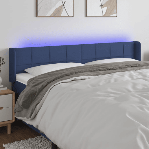 vidaXL Cabeceira de cama c luzes LED tecido 163x16x7888 cm azul vidaXL Cabeceira de cama c luzes LED tecido 163x16x7888 cm azul