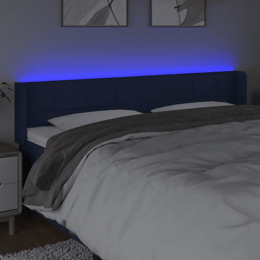 vidaXL Cabeceira de cama c luzes LED tecido 163x16x7888 cm azul vidaXL Cabeceira de cama c luzes LED tecido 163x16x7888 cm azul