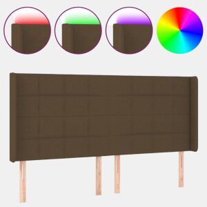 vidaXL Cabeceira de cama c luzes LED tecido 183x16x118128cm castanho