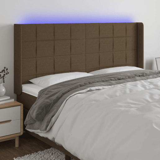 vidaXL Cabeceira de cama c luzes LED tecido 183x16x118128cm castanho vidaXL Cabeceira de cama c luzes LED tecido 183x16x118128cm castanho