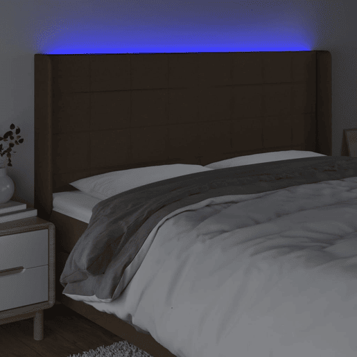 vidaXL Cabeceira de cama c luzes LED tecido 183x16x118128cm castanho vidaXL Cabeceira de cama c luzes LED tecido 183x16x118128cm castanho