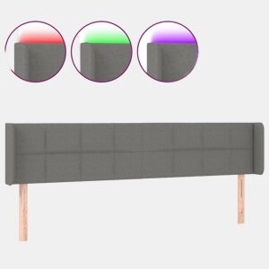 vidaXL Cabeceira cama c luzes LED tecido 203x16x7888cm cinza-escuro