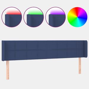 vidaXL Cabeceira de cama c luzes LED tecido 203x16x7888 cm azul