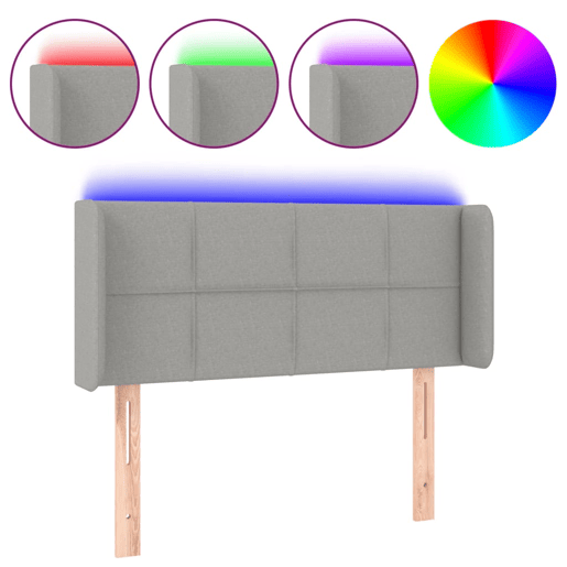 vidaXL Cabeceira de cama c luzes LED tecido 93x16x7888cm cinza-claro
