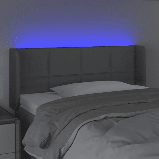 vidaXL Cabeceira de cama c luzes LED tecido 93x16x7888cm cinza-claro