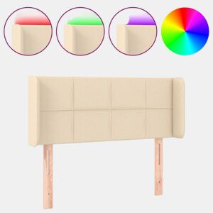 vidaXL Cabeceira de cama c luzes LED tecido 93x16x7888 cm cor creme