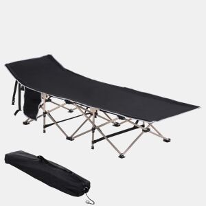 Outsunny Cama Dobrável de Camping em Tecido Oxford 600D com 1 Bolso Lateral, Bolsa de Transporte e Estrutura de Aço, Suporta até 150 kg, Ideal para Praia e Caminhadas, 190x68x52 cm, Preto