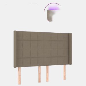 vidaXL Cabeceira cama c LED tecido 147x16x118128cm cinza-acastanhado