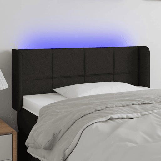 vidaXL Cabeceira de cama c luzes LED tecido 93x16x7888 cm preto vidaXL Cabeceira de cama c luzes LED tecido 93x16x7888 cm preto