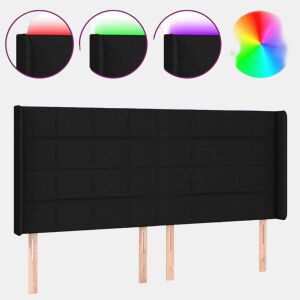 vidaXL Cabeceira de cama c luzes LED tecido 183x16x118128 cm preto