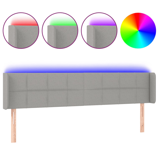 vidaXL Cabeceira cama c luzes LED tecido 203x16x7888 cm cinza-claro vidaXL Cabeceira cama c luzes LED tecido 203x16x7888 cm cinza-claro