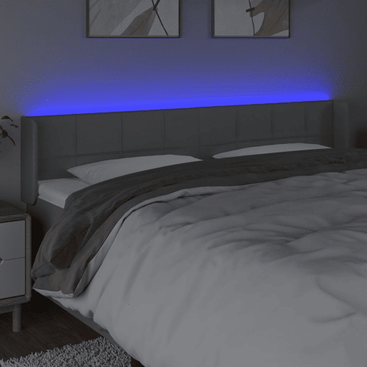 vidaXL Cabeceira cama c luzes LED tecido 203x16x7888 cm cinza-claro vidaXL Cabeceira cama c luzes LED tecido 203x16x7888 cm cinza-claro