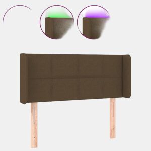 vidaXL Cabeceira de cama c luzes LED tecido 103x16x7888 cm castanho