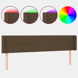 vidaXL Cabeceira de cama c luzes LED tecido 183x16x7888 cm castanho