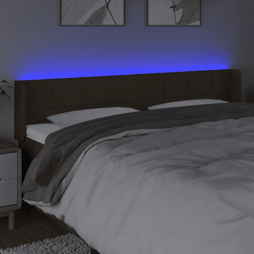 vidaXL Cabeceira de cama c luzes LED tecido 183x16x7888 cm castanho