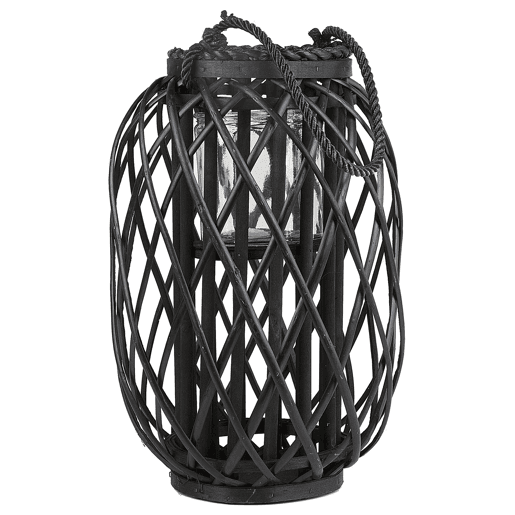 Lanterna MAURITIUS Madeira de salgueiro 40 cm Preto