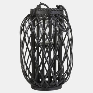 Lanterna MAURITIUS Madeira de salgueiro 40 cm Preto