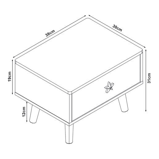 Mesa de cabeceira para crianças Sandnes con gaveta 31x38x30 cm BrancoVerde en.casa