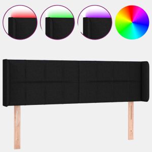 vidaXL Cabeceira de cama c luzes LED tecido 147x16x7888 cm preto
