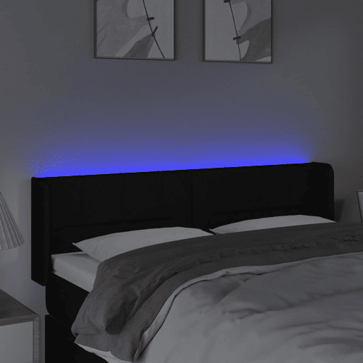 vidaXL Cabeceira de cama c luzes LED tecido 147x16x7888 cm preto vidaXL Cabeceira de cama c luzes LED tecido 147x16x7888 cm preto