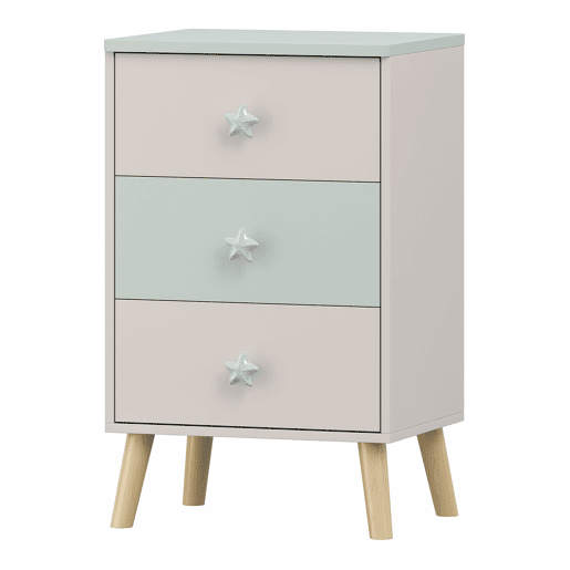 Cómoda para crianças Sandnes com 3 gavetas 62x38x30cm Branco  Verde en.casa