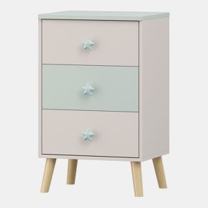 Cómoda para crianças Sandnes com 3 gavetas 62x38x30cm Branco  Verde en.casa
