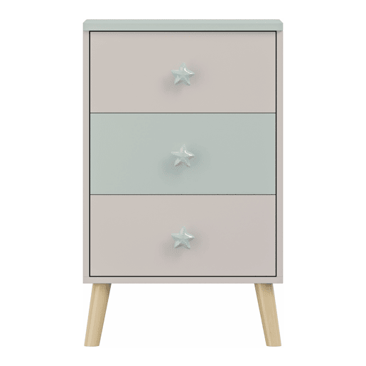 Cómoda para crianças Sandnes com 3 gavetas 62x38x30cm Branco  Verde en.casa