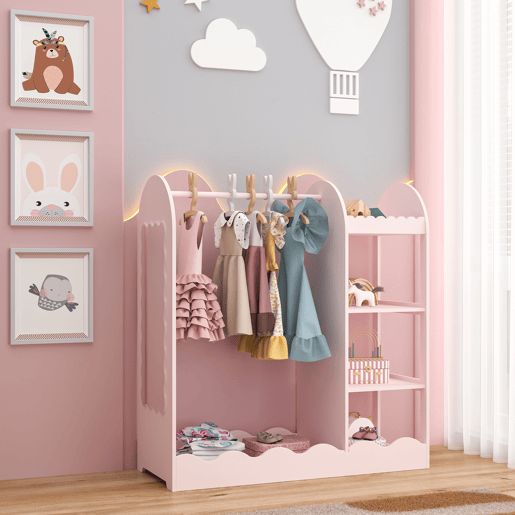 Bengaleiro para crianças Vestnes com espelho 100x94x38 cm Cotton Candy en.casa