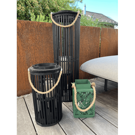 Lanterna LUZON Madeira de salgueiro 40 cm Preto
