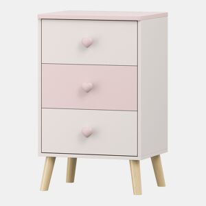 Cómoda para crianças Sandnes com 3 gavetas 62x38x30cm Branco  Rosa en.casa