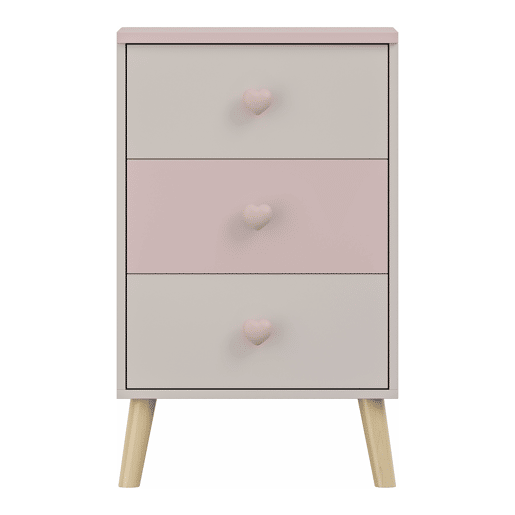 Cómoda para crianças Sandnes com 3 gavetas 62x38x30cm Branco  Rosa en.casa
