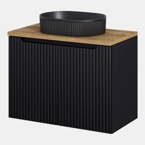 Móvel de lavatório NEWPORT com 2 portas ranhuradas 60x71x40cm Carvalho  Preto en.casa