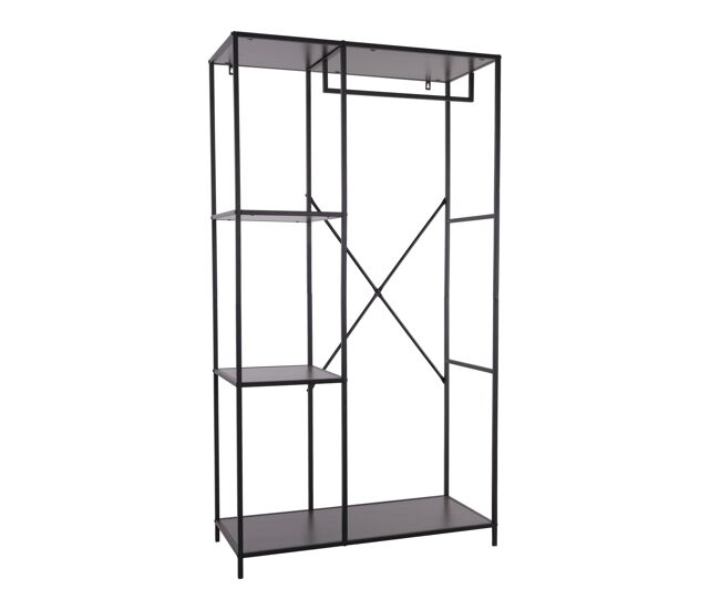 Estantería de pared metálico negro con tapa de mdf en melamina 90x40x16,65cm