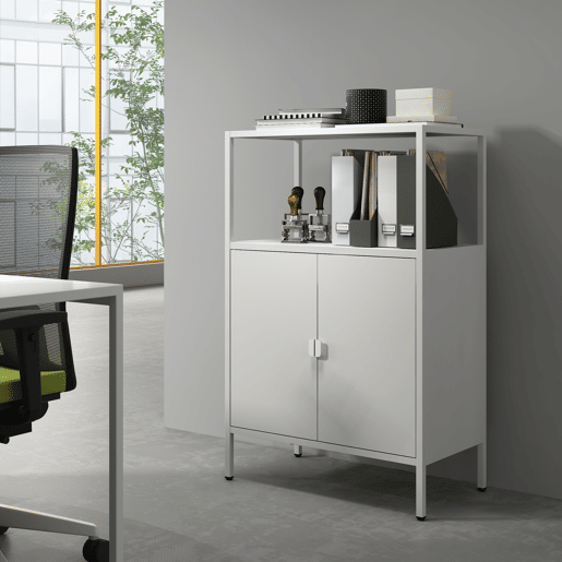 Armário de escritório Hailuoto com compartimentos e 2 portas em aço 110 x 70 x 40 cm - Cinzento claro en.casa Armário de escritório Hailuoto com compartimentos e 2 portas em aço 110 x 70 x 40 cm - Cinzento claro en.casa