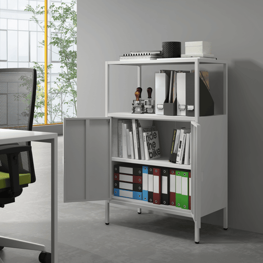 Armário de escritório Hailuoto com compartimentos e 2 portas em aço 110 x 70 x 40 cm - Cinzento claro en.casa Armário de escritório Hailuoto com compartimentos e 2 portas em aço 110 x 70 x 40 cm - Cinzento claro en.casa