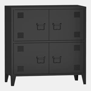 Armário de escritório Hamina com 2 compartimentos e 4 portas aço 82 x 80 x 40 cm - Preto en.casa