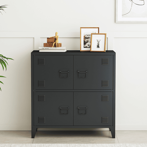 Armário de escritório Hamina com 2 compartimentos e 4 portas aço 82 x 80 x 40 cm - Preto en.casa