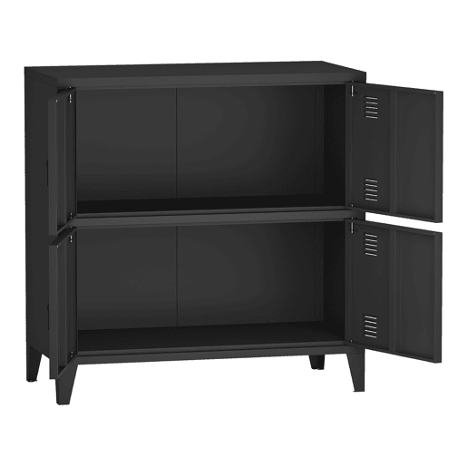 Armário de escritório Hamina com 2 compartimentos e 4 portas aço 82 x 80 x 40 cm - Preto en.casa