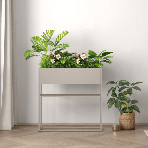 Suporte para plantas Joensuu com prateleira 80x80x25cm cinzento claro en.casa Suporte para plantas Joensuu com prateleira 80x80x25cm cinzento claro en.casa